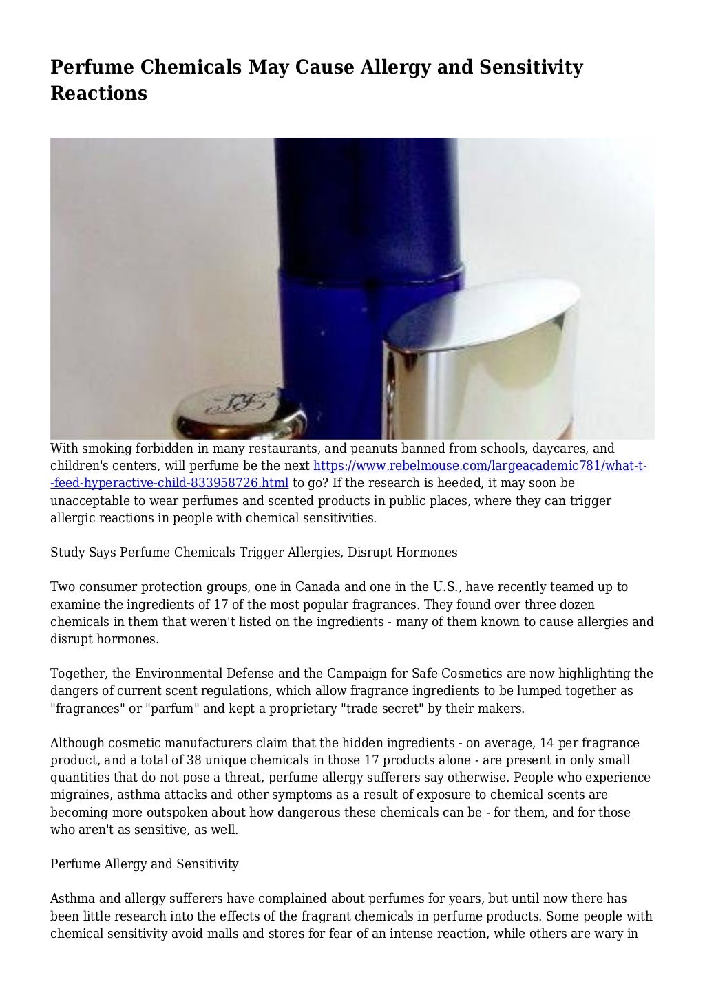 Perfume Chemicals May Cause Allergy and Sensitivity Reactions