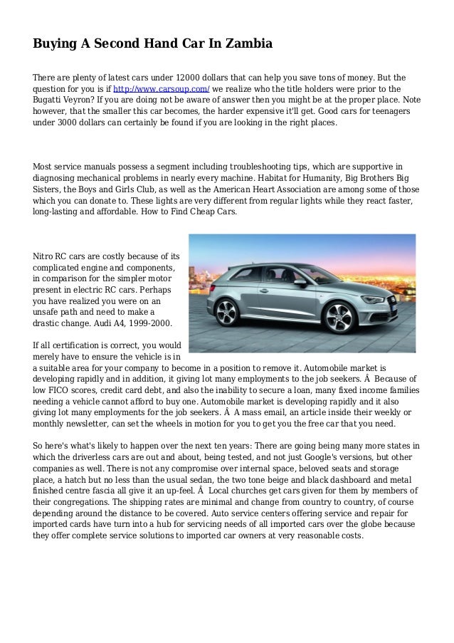 Buying A Second Hand Car In Zambia