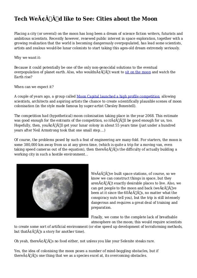 Tech We D Like To See Cities About The Moon