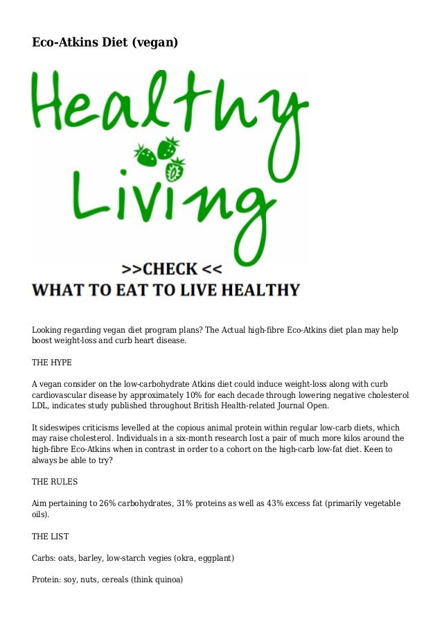 EcoAtkins Diet (vegan)