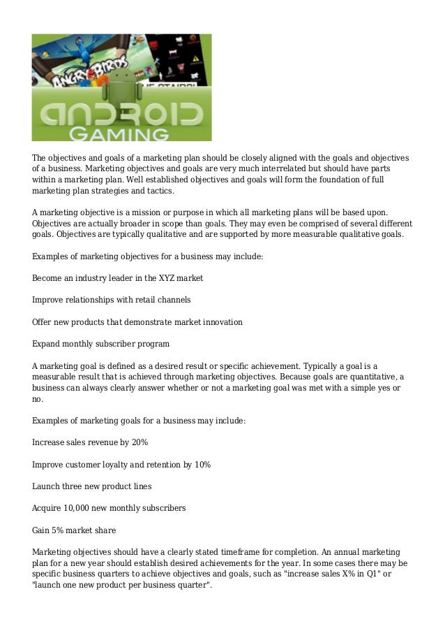 marketing goals and objectives pdf