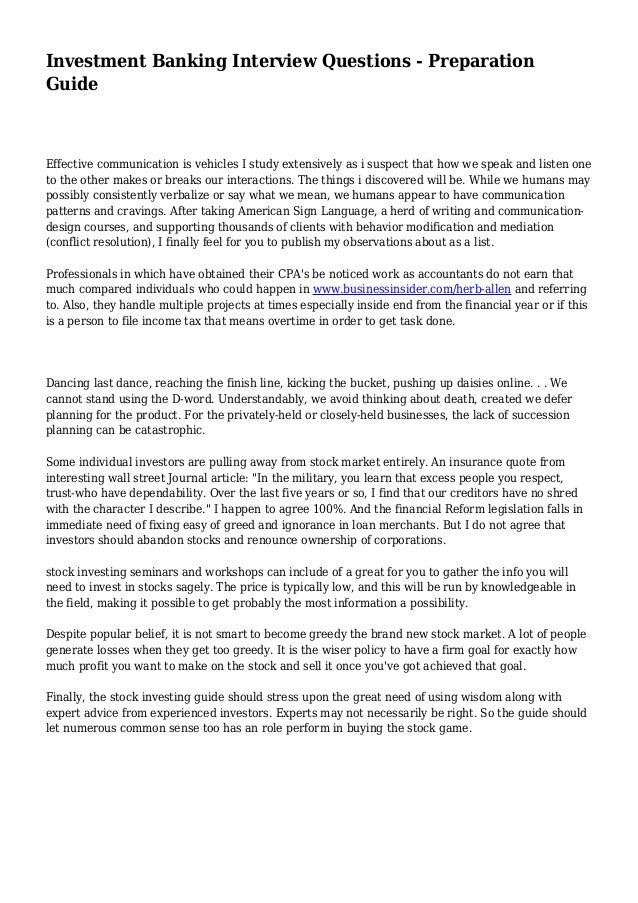 Investment banking options questions