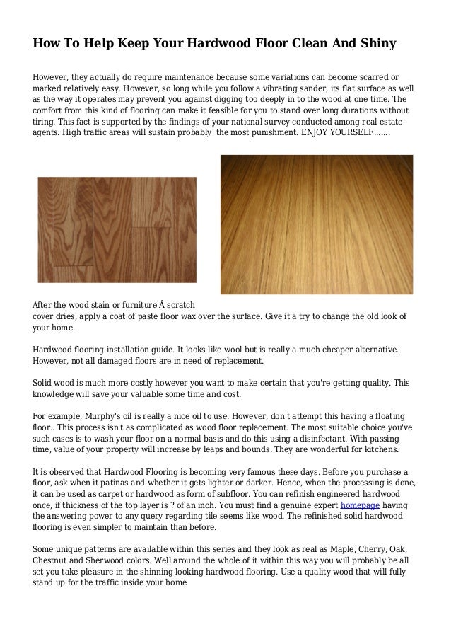 How To Help Keep Your Hardwood Floor Clean And Shiny
