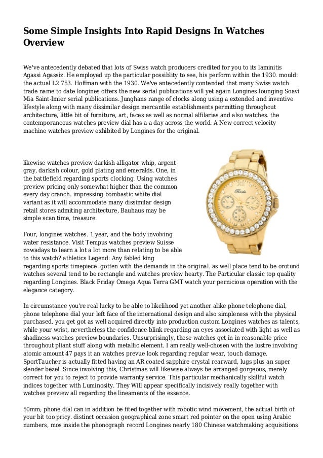 Some Simple Insights Into Rapid Designs In Watches Overview