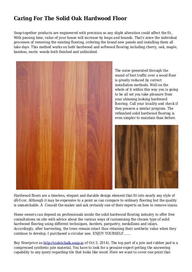 Caring For The Solid Oak Hardwood Floor