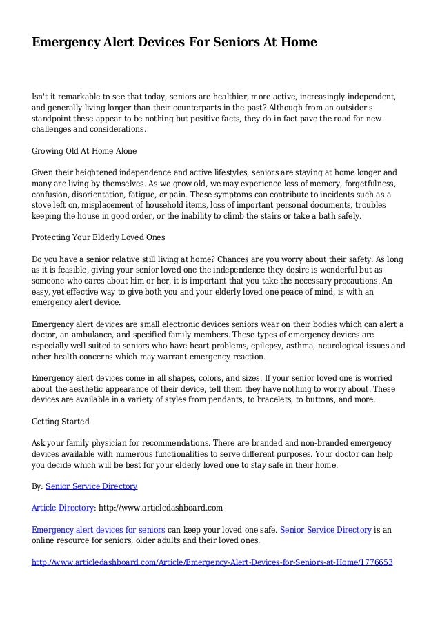 Emergency Alert Devices For Seniors At Home
