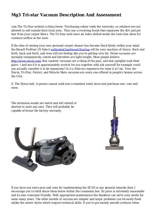 Mg3 Tristar Vacuum Description And Assessment