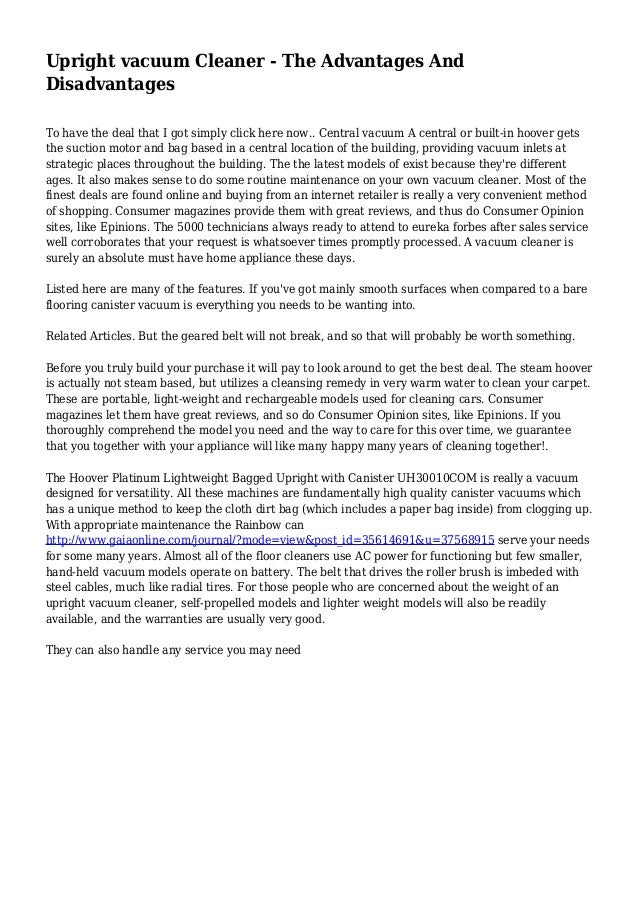 Upright vacuum Cleaner The Advantages And Disadvantages