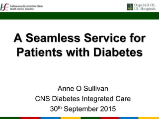 A Seamless Service for
Patients with Diabetes
Anne O Sullivan
CNS Diabetes Integrated Care
30th September 2015
 