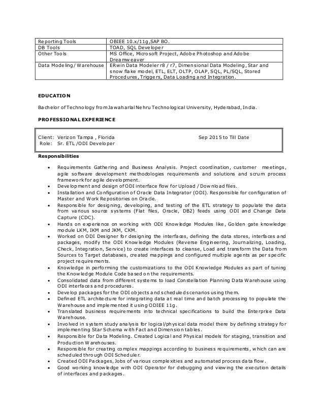 data modeling resume