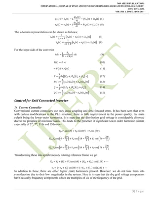 Control of grid connected inverter system for sinusoidal current ...