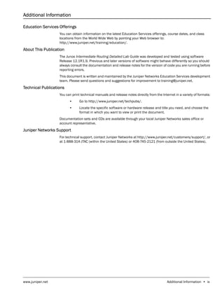Junos Intermediate Routing Detailed Lab Guide 12th Juniper Networks | PDF