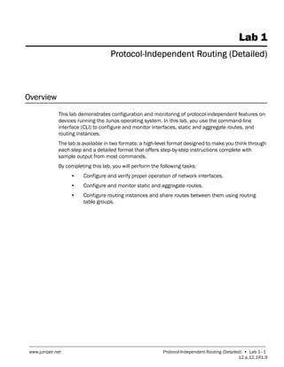 Junos Intermediate Routing Detailed Lab Guide 12th Juniper Networks | PDF