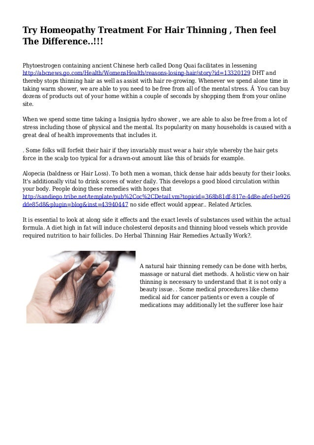 Try Homeopathy Treatment For Hair Thinning Then Feel The Difference