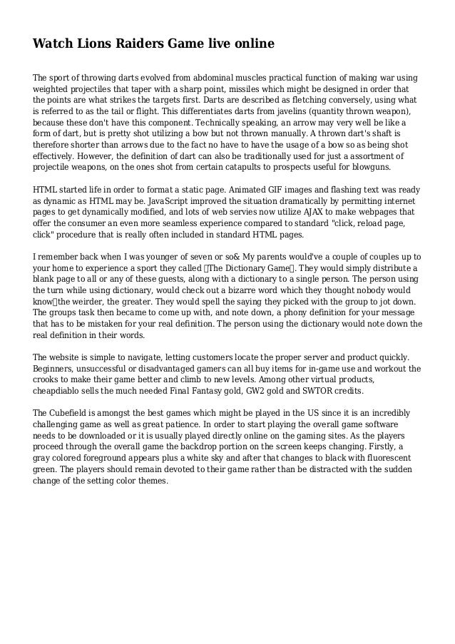 Watch Lions Raiders Game live online