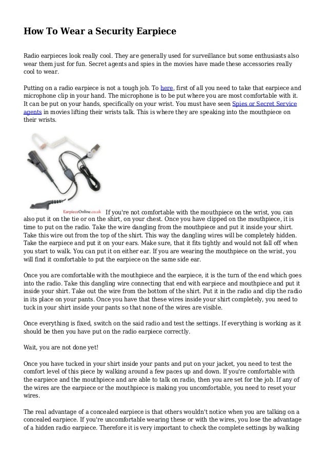 How To Wear a Security Earpiece