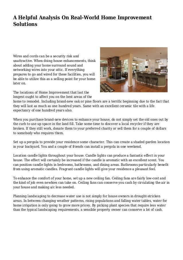 A Helpful Analysis On Real World Home Improvement Solutions