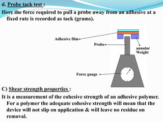 Tack Testing Methods Transdermal drug delivery system by Kailash Vilegave | PPSX