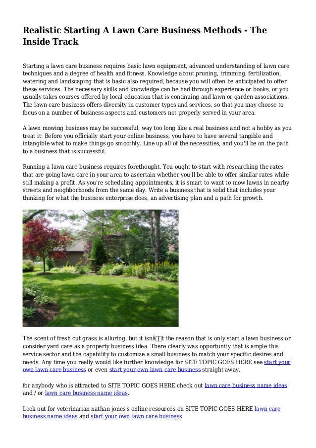 Realistic Starting A Lawn Care Business Methods The Inside Track Realistic Starting A Lawn Care Business Methods The Inside Track