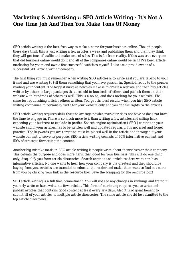 Marketing Advertising Seo Article Writing It S Not A One Time - 