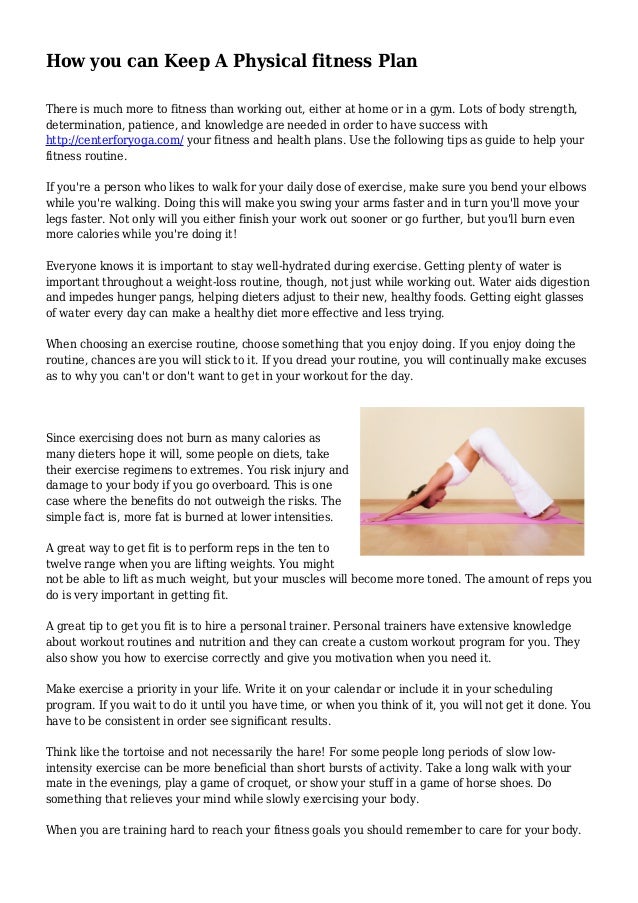 how you can keep a physical fitness plan physical fitness plan example