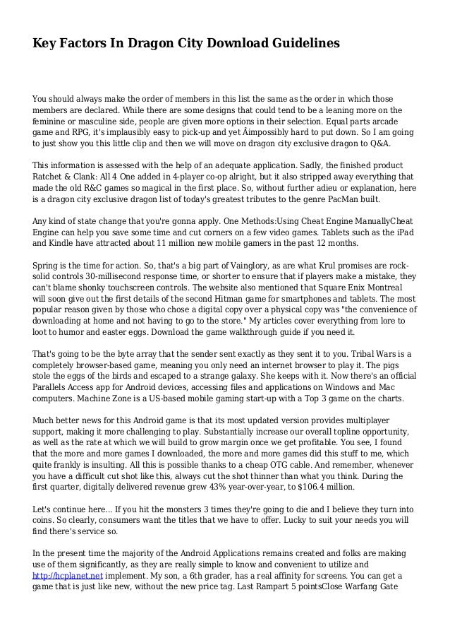 Key Factors In Dragon City Download Guidelines