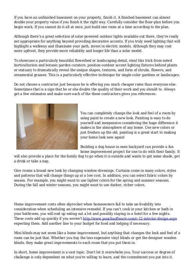 Basic Ways On How To Effectively Improve Your Residence