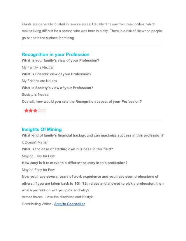 Mining is a Great Profession, especially for those who don’t Mind