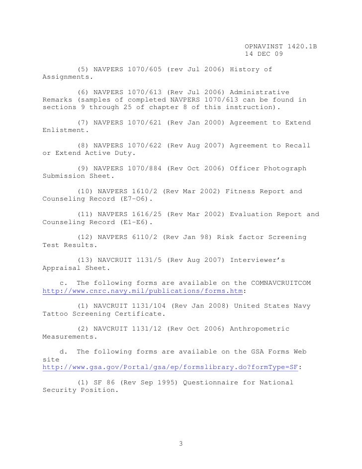 opnavinst 1420 1b officer programs navpers 1616 25 form