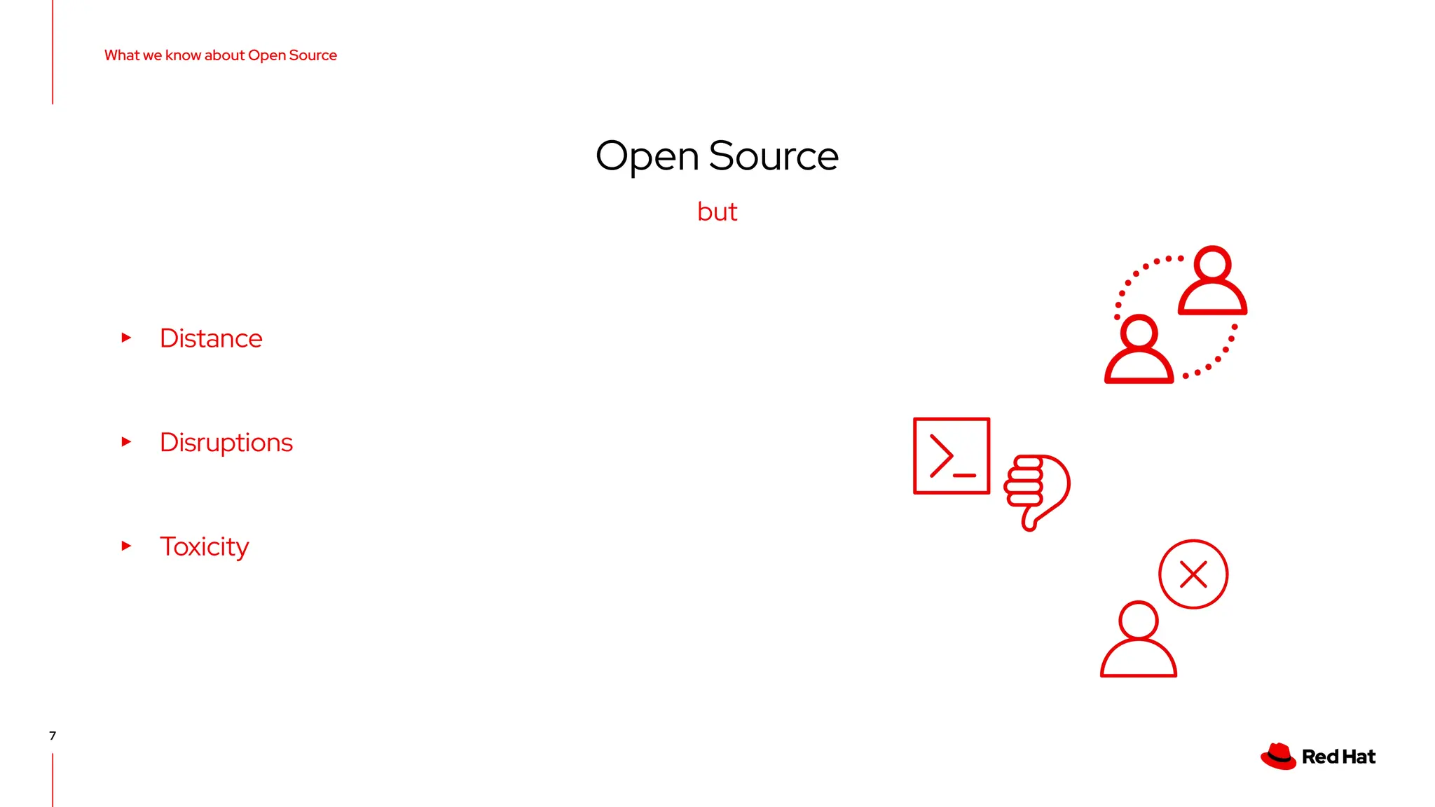 What we know about Open Source
7
Open Source
▸ Distance
▸ Disruptions
▸ Toxicity
but
 