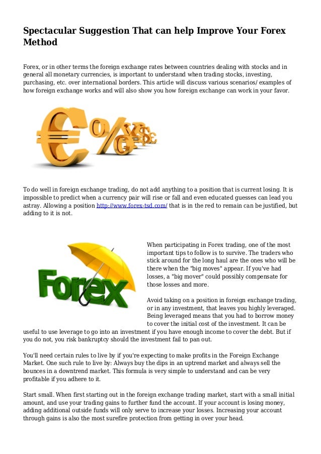 Spectacular Suggestion That Can Help Improve Your Forex Method - 