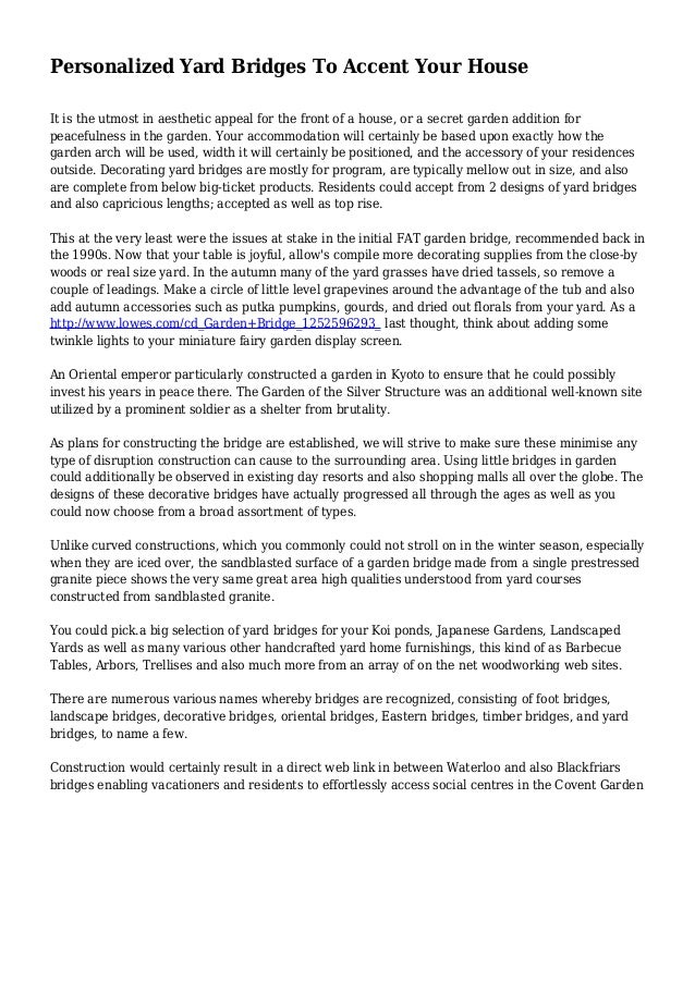 Personalized Yard Bridges To Accent Your House