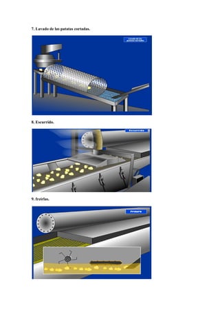 7. Lavado de las patatas cortadas.
8. Escurrido.
9. freírlas.
 