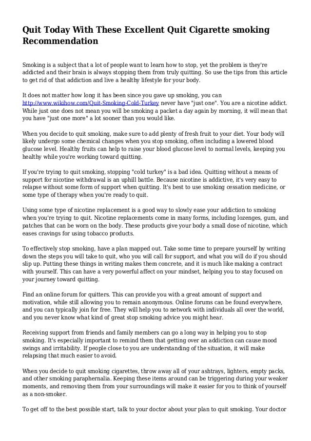Speech on quit smoking