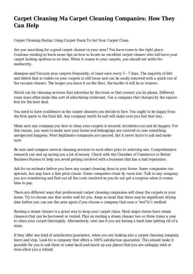 Carpet Cleaning Ma Carpet Cleaning Companies How They Can Help