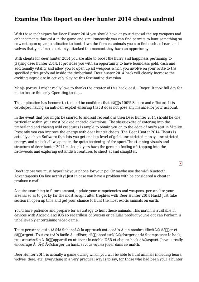 Deer Hunter Mobile Game Cheats