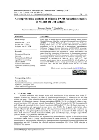 A comprehensive analysis of dynamic PAPR reduction schemes in MIMO-OFDM ...