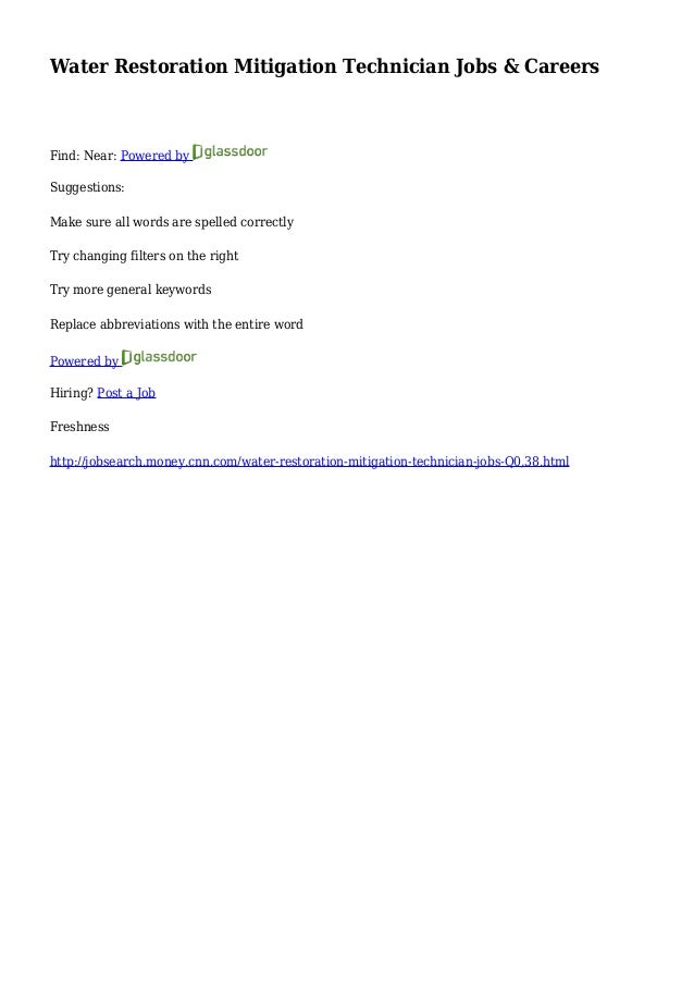 Water Restoration Mitigation Technician Jobs & Careers