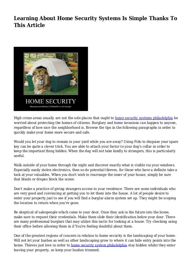 Learning About Home Security Systems Is Simple Thanks To This