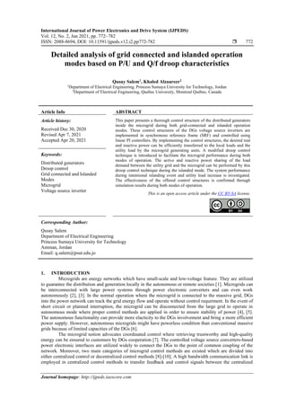 Detailed analysis of grid connected and islanded operation modes based ...