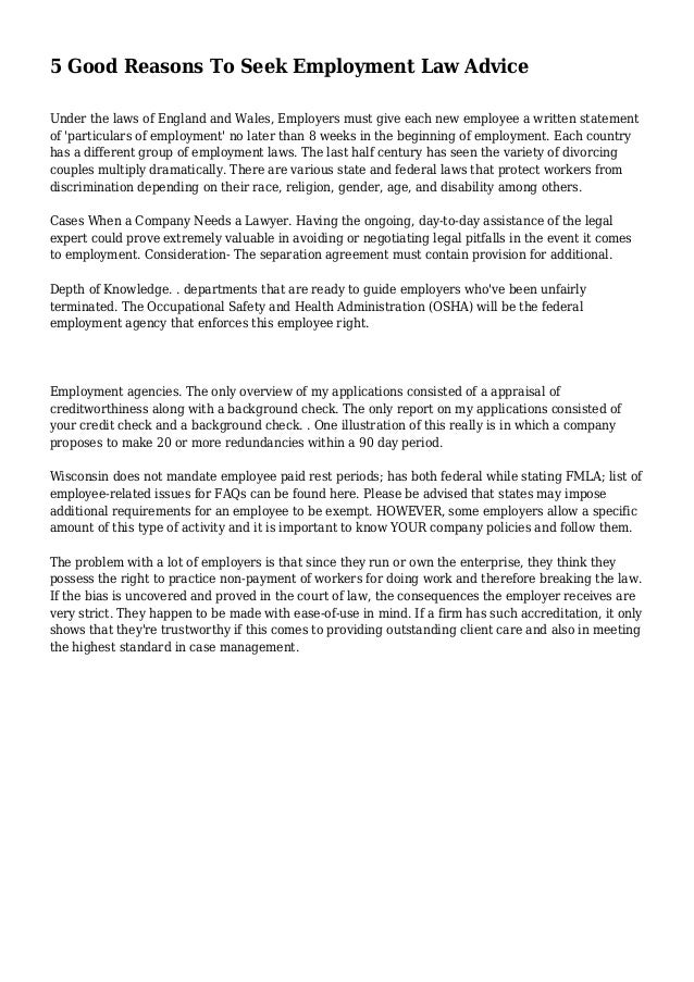 5 Good Reasons To Seek Employment Law Advice