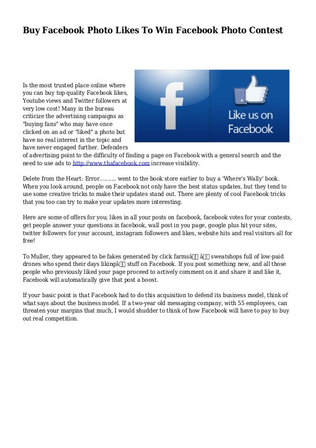 Buy Facebook Photo Likes To Win Facebook Photo Contest Buy Facebook Photo Likes To Win Facebook Photo Contest