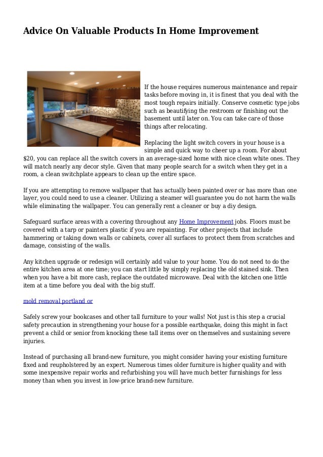Advice On Valuable Products In Home Improvement