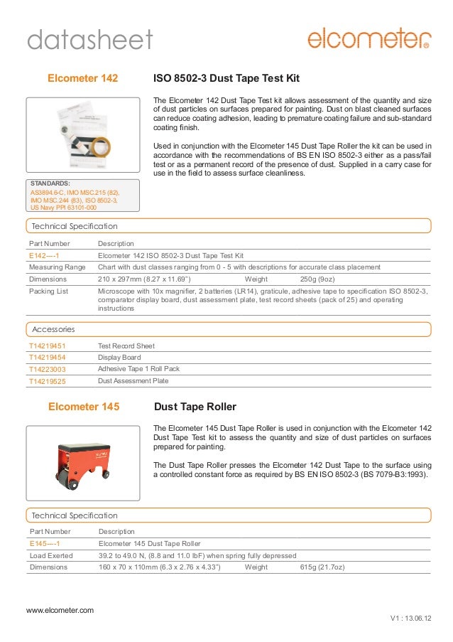 Elocmeter 142145 Dust Tape Test Kit allows assessment of the quantit…