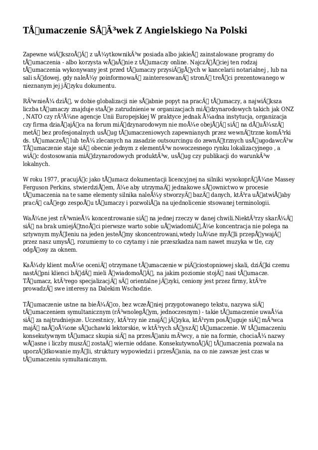 Tłumaczenie Słówek Z Angielskiego Na Polski