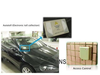 APPLICATIONS
Autotoll (Electronic toll collection)
Access Control
 