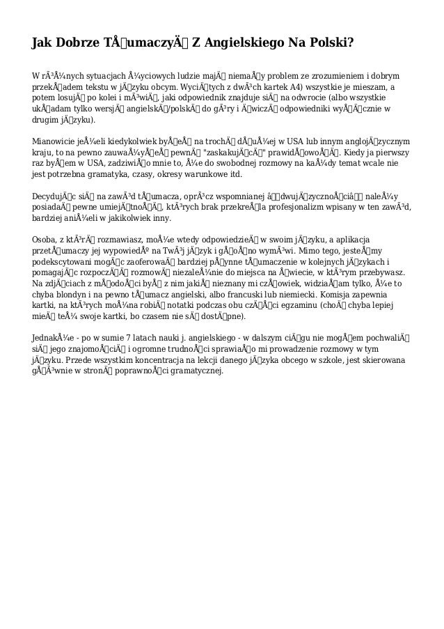 Jak Dobrze Tłumaczyć Z Angielskiego Na Polski?