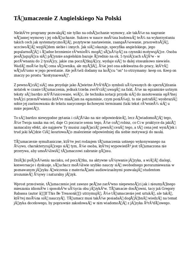 Tłumaczenie Z Angielskiego Na Polski
