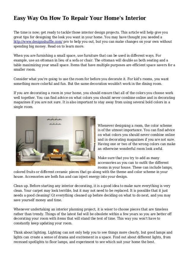 Easy Way On How To Repair Your Home S Interior