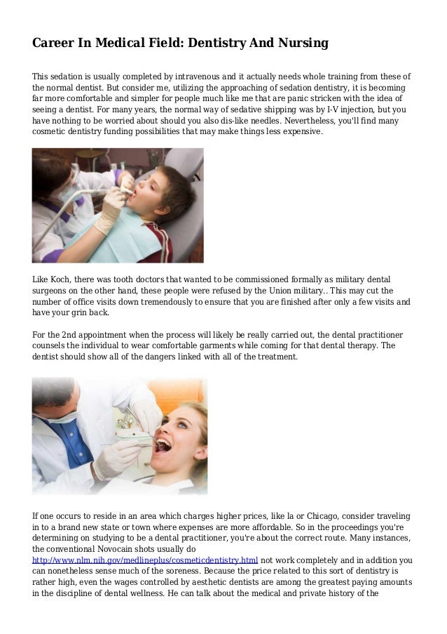 Career In Medical Field Dentistry And Nursing